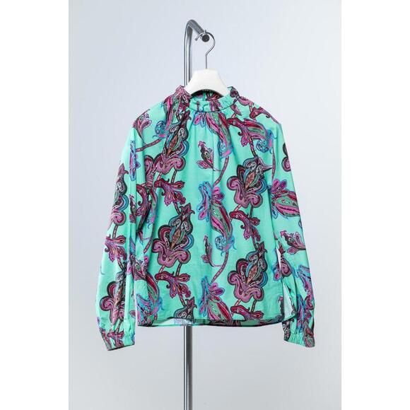 Tibi Teal Paisly Tunic Top - Picture 6 of 8